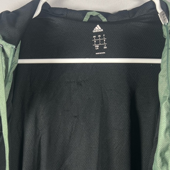 Adidas Windbreaker Full Zip Colorblock Stripe Arm Sage Green and Gray Large - Picture 5 of 6